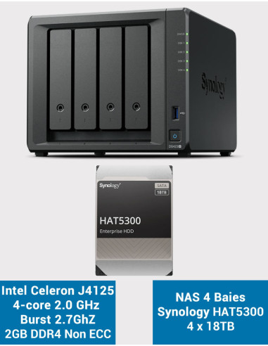 Synology DS423+ 2Go Serveur NAS HAT5300 72To (4x18To) Synology DS423+ 2Go Serveur NAS HAT5300 72To (4x18To)