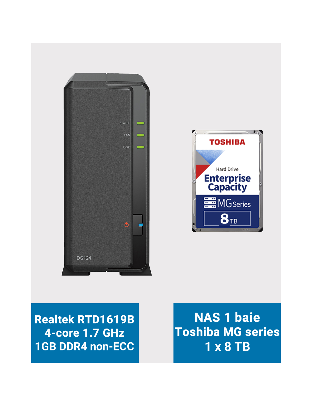 Synology DiskStation DS124 Serveur NAS Toshiba MG Series 8To (1x8To)