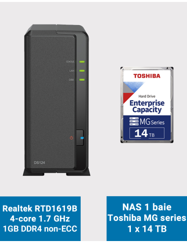 Synology DiskStation DS124 Servidor NAS Toshiba MG Series 14TB (1x14TB)
