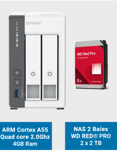 Qnap TS-216G Serveur NAS WD Red Pro 4To (2x2To)