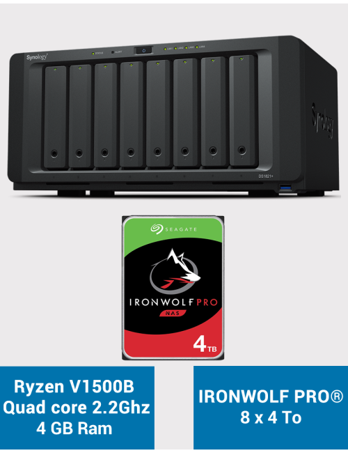 Synology DS1821+ Serveur NAS 8 baies IRONWOLF PRO 32To (8x4To)
