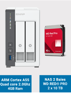 Qnap TS-216G Serveur NAS WD Red Pro 20To (2x10To)