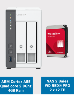 Qnap TS-216G Servidor NAS WD Red Pro 24TB (2x12TB)