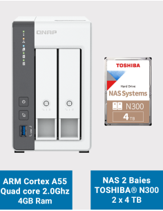 Qnap TS-216G Serveur NAS Toshiba N300 8To (2x4To)