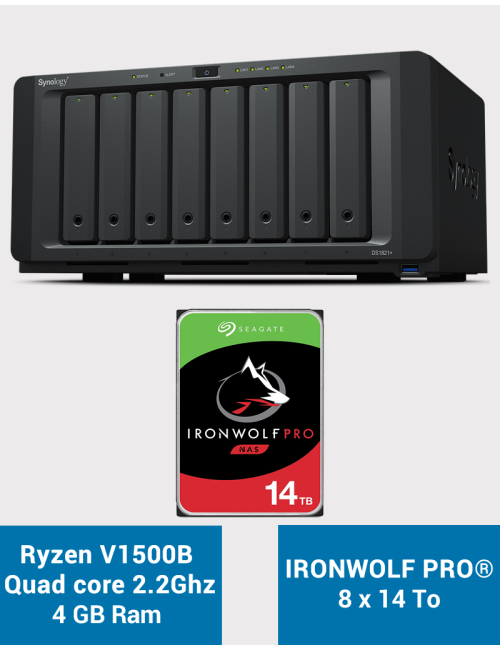 Synology DS1821+ Serveur NAS 8 baies IRONWOLF PRO 112To (8x14To)