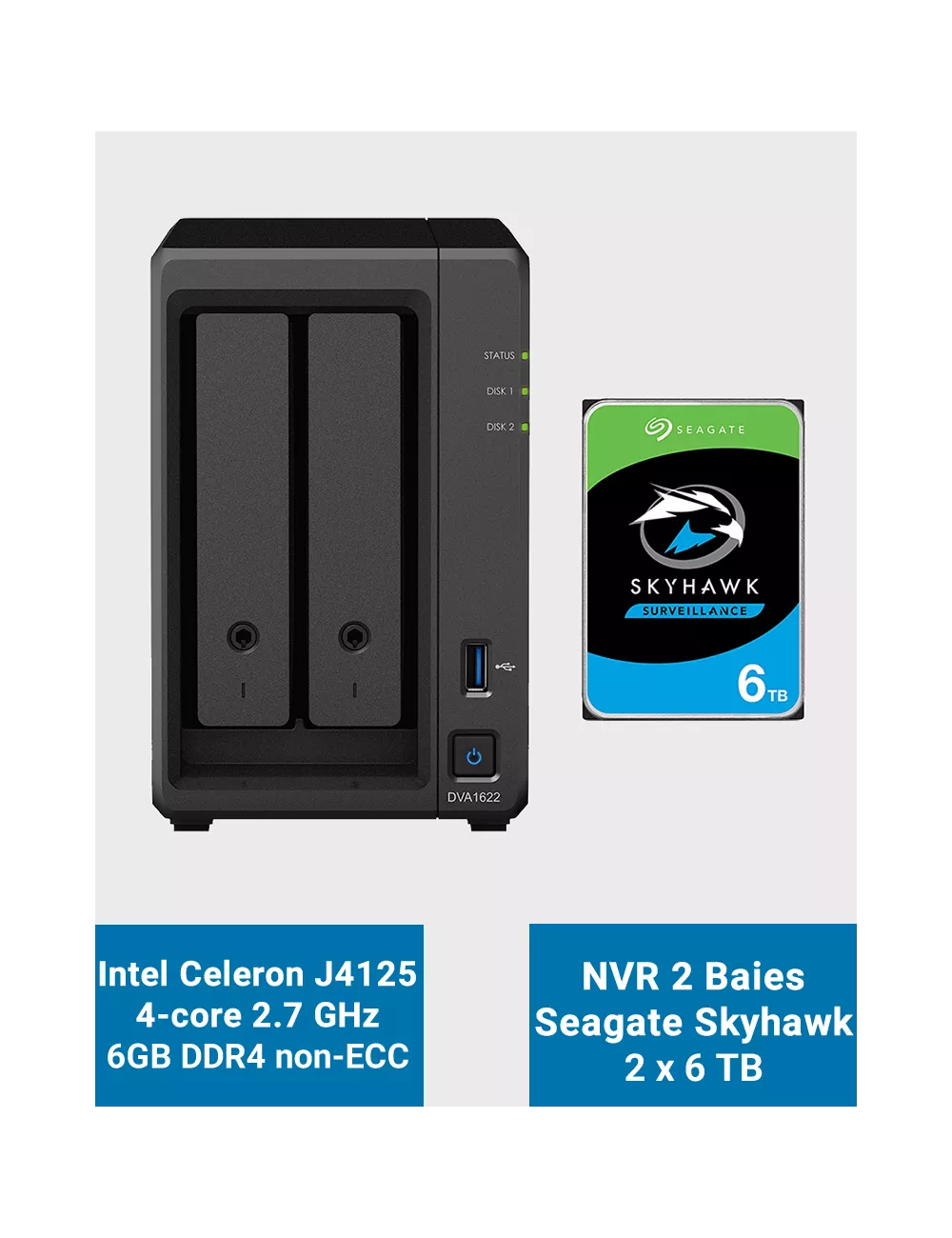 Synology DVA1622 Network Video Recorder SKYHAWK 12To (2x6To)