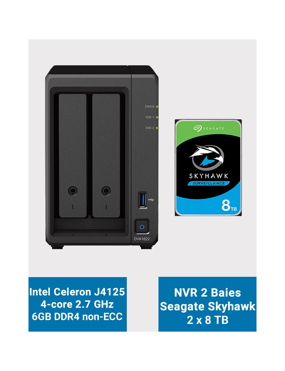 Synology DVA1622 Network Video Recorder SKYHAWK 16To (2x8To)