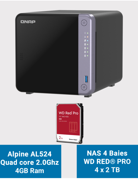 Qnap TS-432X NAS Server WD Red Pro 8TB (4x2TB)