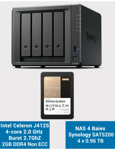 Synology DS423+ 2Go Serveur NAS SSD SAT5200 3840Go (4x960Go)