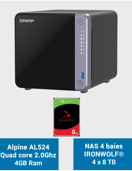 Qnap TS-432X Servidor NAS Seagate IronWolf 32TB (4x8TB)