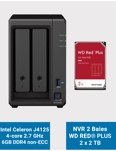 Synology DVA1622 Network Video Recorder WD RED PLUS 4TB (2x2TB)