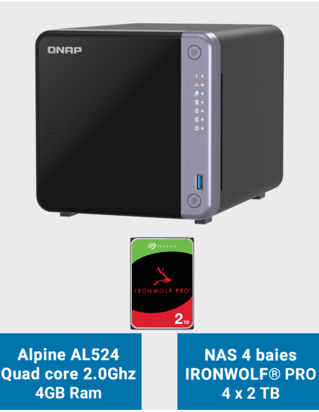 Qnap TS-432X Serveur NAS Seagate IronWolf PRO 8To (4x2To)