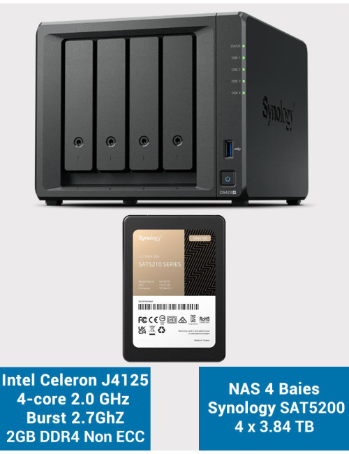 Synology DS423+ 2GB Servidor NAS SSD SAT5200 15360GB (4x3840GB)