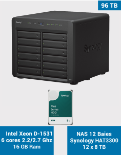 Synology DS3622xs+ Serveur NAS HAT3300 96To (12x8To)