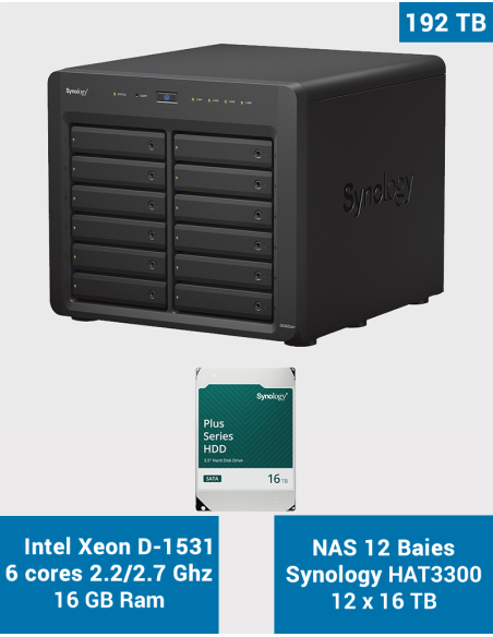 Synology DS3622xs+ Servidor NAS HAT3300 192TB (12x16TB)