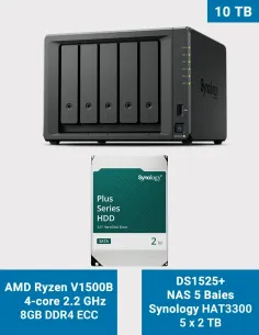 Synology DS1525+ NAS 5 baies 10 To avec 5 disques Synology HAT3300 2 To