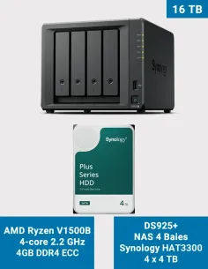 Synology DiskStation DS925+ NAS 4 baies 16 To avec 4 disques Synology HAT3300 4 To