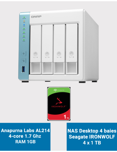 Qnap TS-431K NAS Server 4-Bay Seagate Ironwolf 4TB (4x1TB)