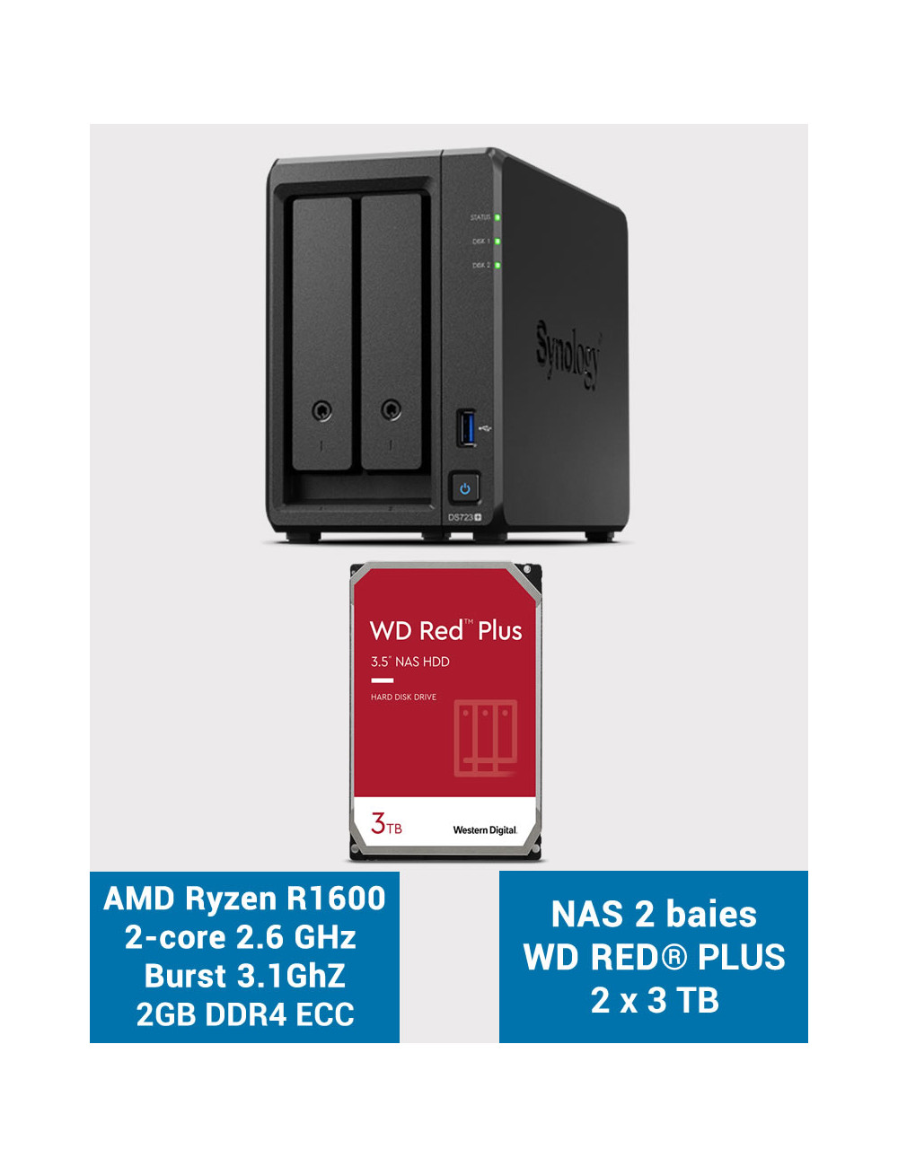 Synology DS723+ NAS Server WD RED PLUS 6TB (2x3TB)