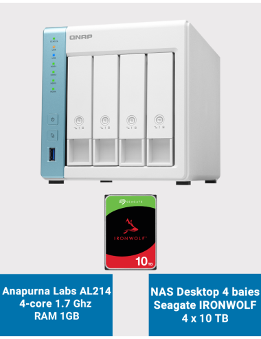 Qnap TS-431K NAS Server 4-Bay Seagate Ironwolf 40TB (4x10TB)