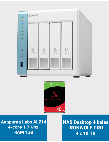 Qnap TS-431K NAS Server 4-Bay Seagate Ironwolf PRO 40TB (4x10TB)