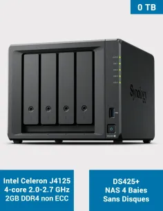 Synology DS425+ NAS de 4 bahías sin discos, 2,5 GbE, caché NVMe