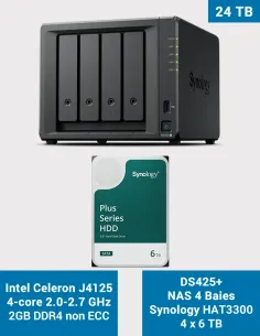 Synology DS425+ – NAS de 4 bahías con 24 TB (4× HAT3300 6 TB)