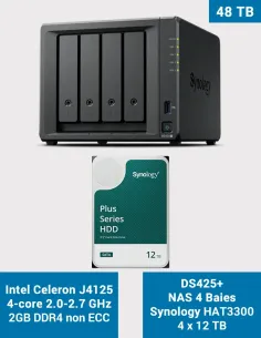 Synology DS425+ NAS de 4 bahías con 48 TB (4× HAT3300 12 TB)