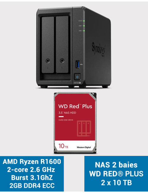 Synology DS723+ NAS Server WD RED PLUS 20TB (2x10TB)