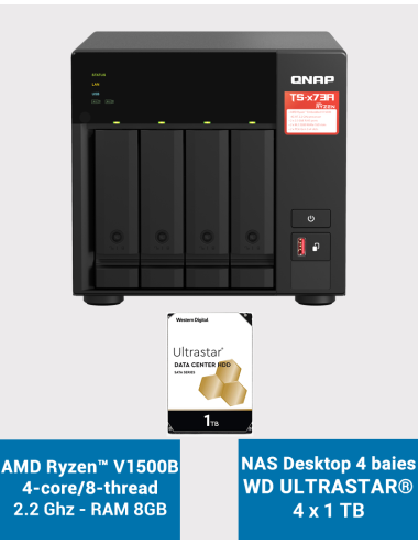 Qnap TS-473A 8GB NAS Server 4 bays WD ULTRASTAR 4TB (4x1TB)