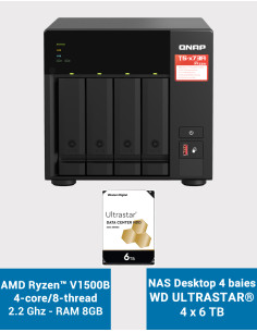 Qnap TS-473A 8GB Serveur NAS 4 baies WD ULTRASTAR 24To (4x6To)