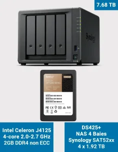 Synology DS425+ NAS – 4 bays with 4× SAT5210 1.92 TB (7.68 TB)