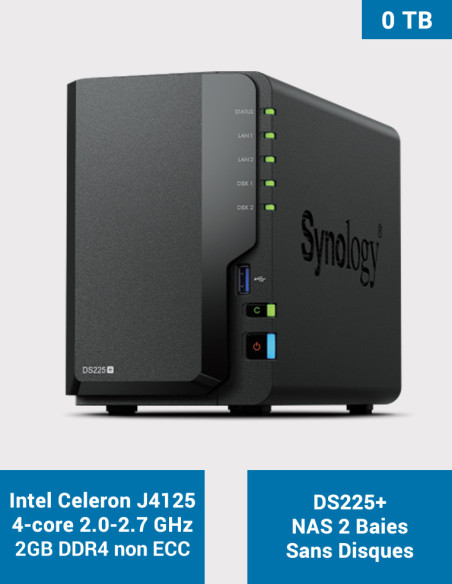 Synology DS225+ NAS 2 bahías sin discos (2,5 GbE)