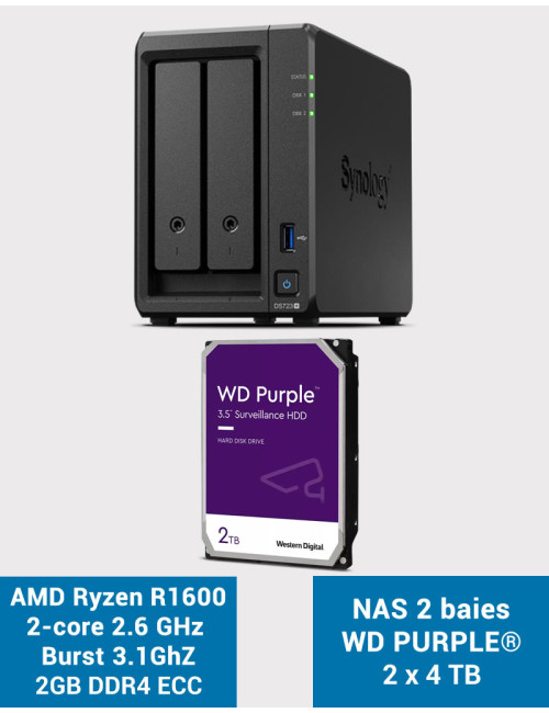 Synology DS723+ Serveur NAS WD PURPLE 4To (2x2To)