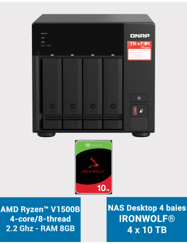 Qnap TS-473A 8GB Serveur NAS 4 baies IRONWOLF 40To (4x10To)
