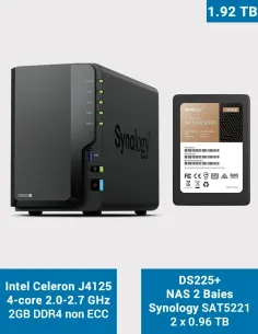 Synology DS225+ NAS 2 baies avec 2× SAT5210-960G (1,92 To)
