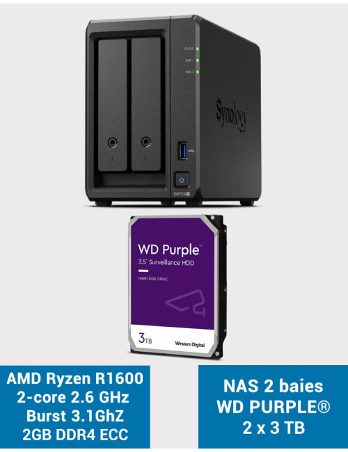 Synology DS723+ Servidor NAS WD PURPLE 6TB (2x3TB)