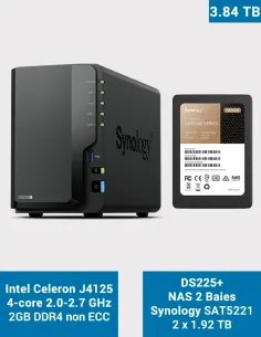Synology DS225+ NAS 2 baies avec 2× SAT5210-1920G (3,84 To)