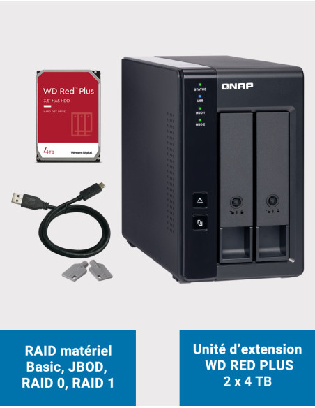 Qnap TR-002 Unité d'extension 2 baies WD RED PLUS 8To (2x4To)