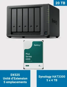 Synology DX525 – 5× HAT3300 4 To (20 To) – Unité d’expansion 5 baies