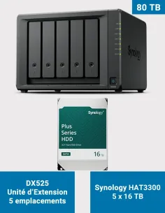 Synology DX525 – 5× HAT5300 16 To (80 To) – Unité d’expansion 5 baies