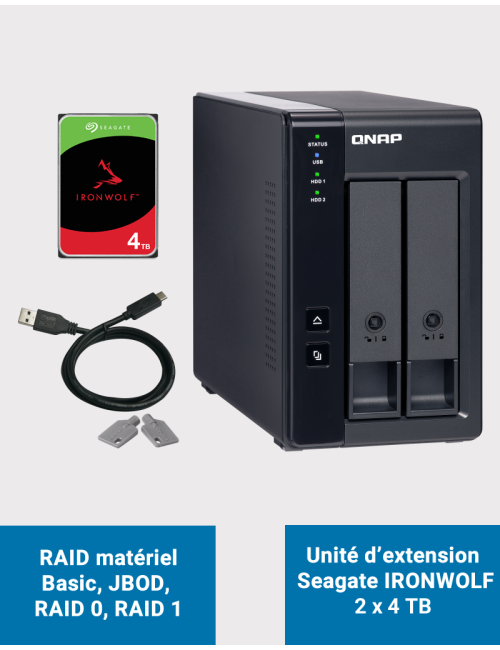 Qnap TR-002 Unité d'extension 2 baies Seagate IRONWOLF 8To (2x4To)