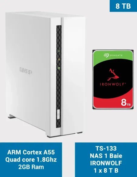 QNAP TS-133 – 1-Bay NAS with Seagate IronWolf 8 TB
