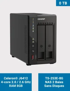 QNAP TS-253E-8G – NAS 2 baies sans disques, 8 Go RAM, 2× 2.5 GbE, NVMe, HDMI 4K