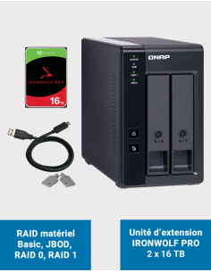 Qnap TR-002 Unité d'extension 2 baies Seagate IRONWOLF PRO 32To (2x16To)