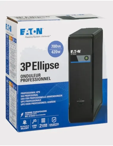 Eaton 3P700UF - Onduleur Ellipse 3P USB FR 700 VA / 420 W - 3 prises secourues + 1 parafoudre