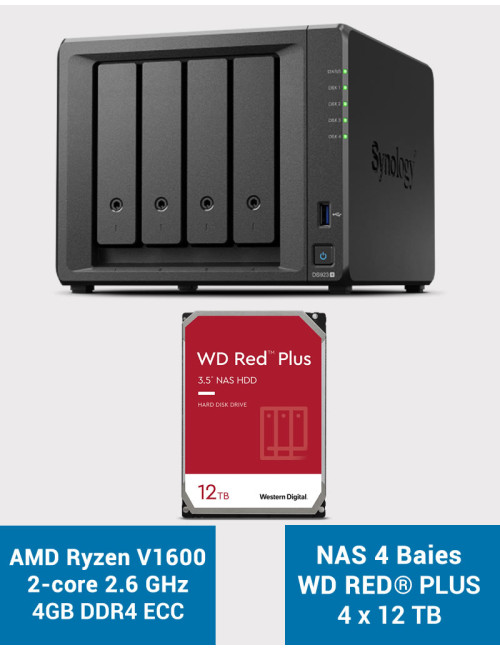 Synology DS923+ 4GB Serveur NAS WD RED PLUS 48To (4x12To)