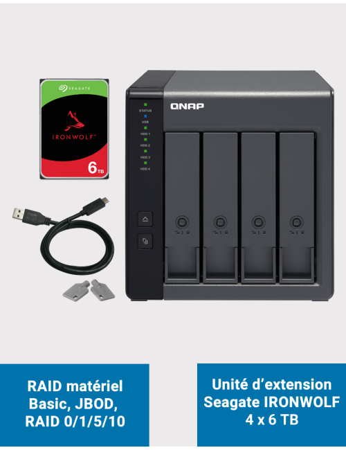 Qnap TR-004 Unité d'extension 4 baies Seagate Ironwolf 24To (4x6To)