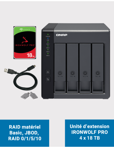 Qnap TR-004 Unité d'extension 4 baies Seagate Ironwolf Pro 72To (4x18To)