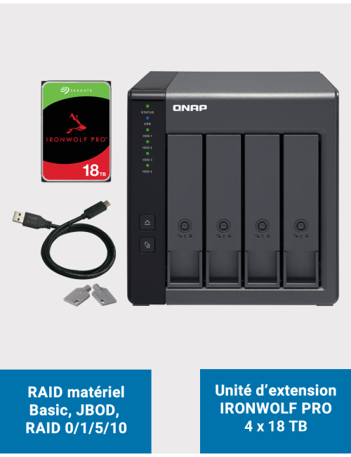 Qnap TR-004 Unité d'extension 4 baies Seagate Ironwolf Pro 72To (4x18To)